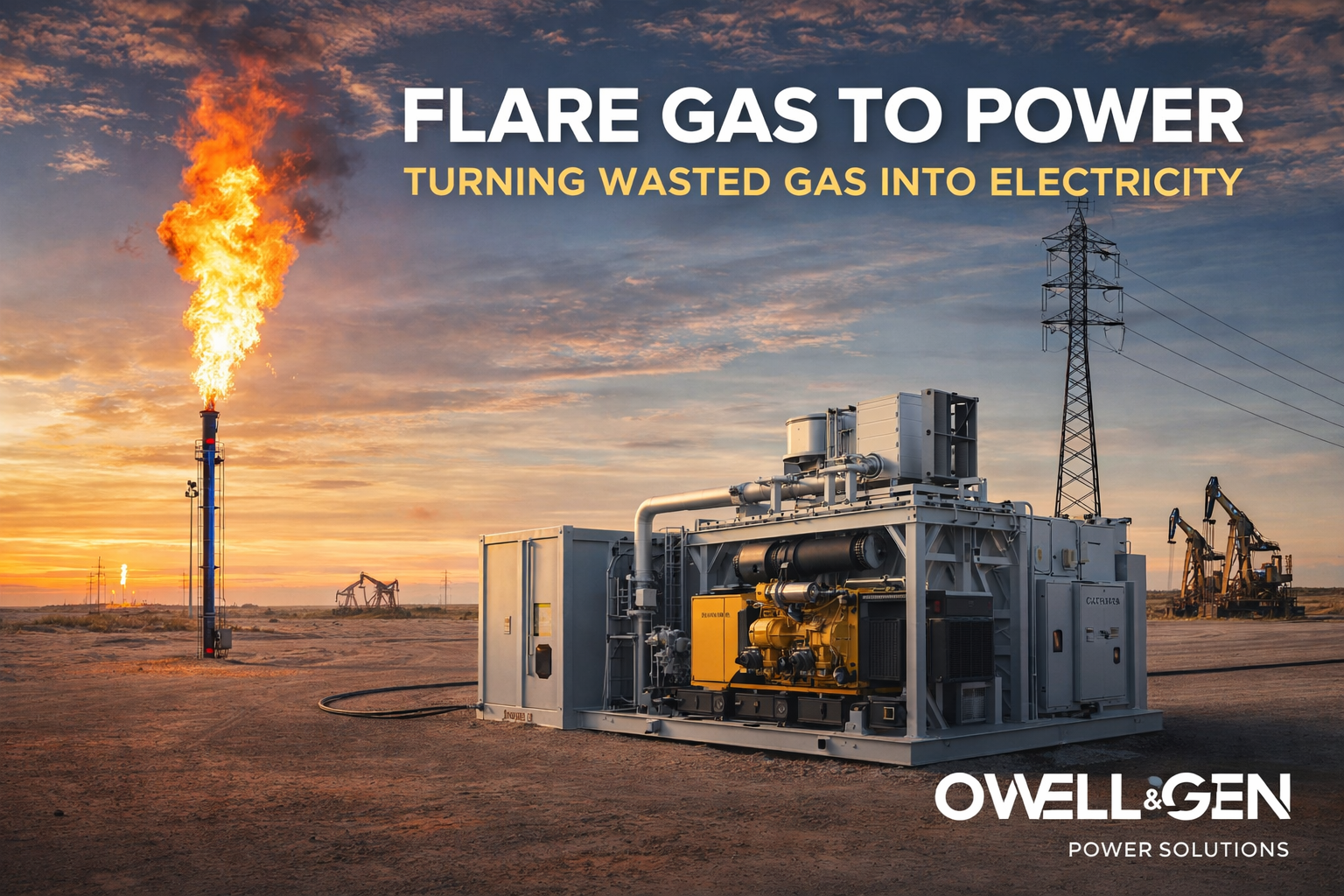 Flare gas to power system with modular gas generator in oilfield